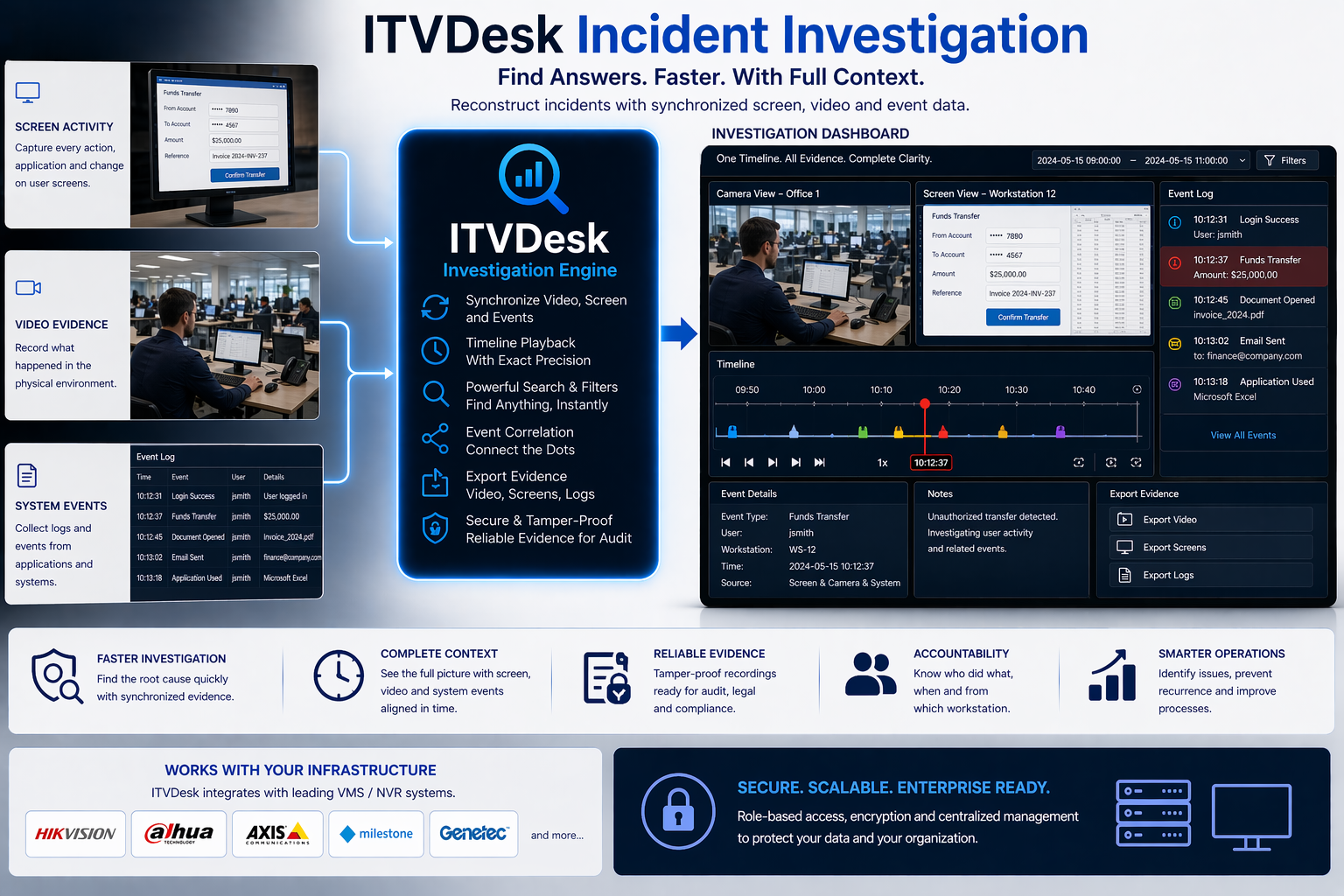 ITVDesk Incident Investigation - Screen, Video and Timeline Analysis